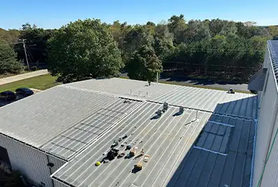 Top of an industrial metal roof